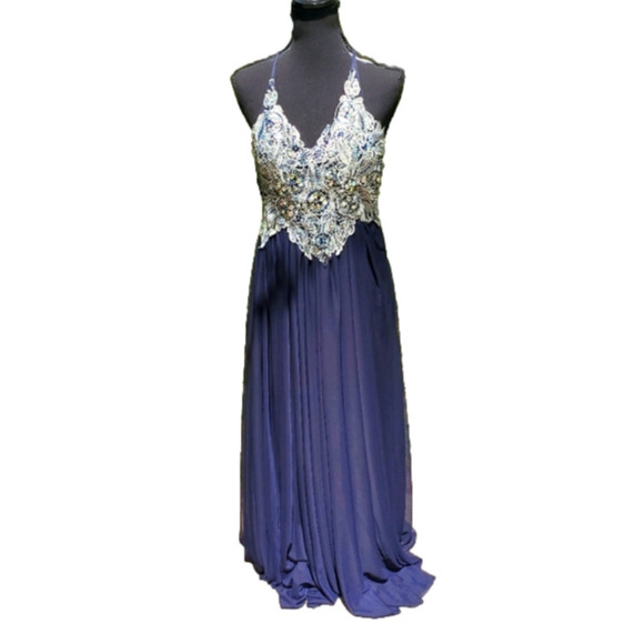 MY MICHELLE Navy Maxi Dress with Silver Top - Size 1 - NEW WITH TAGS - Picture 1 of 11